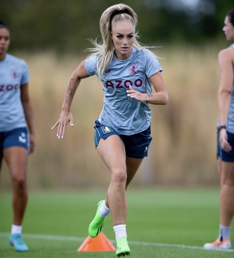 Alisha Lehmann at Aston Villa's training session